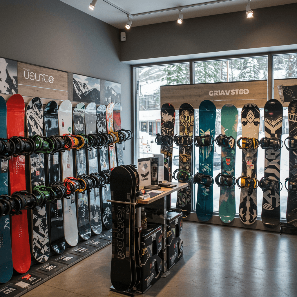 Snowboards in shop